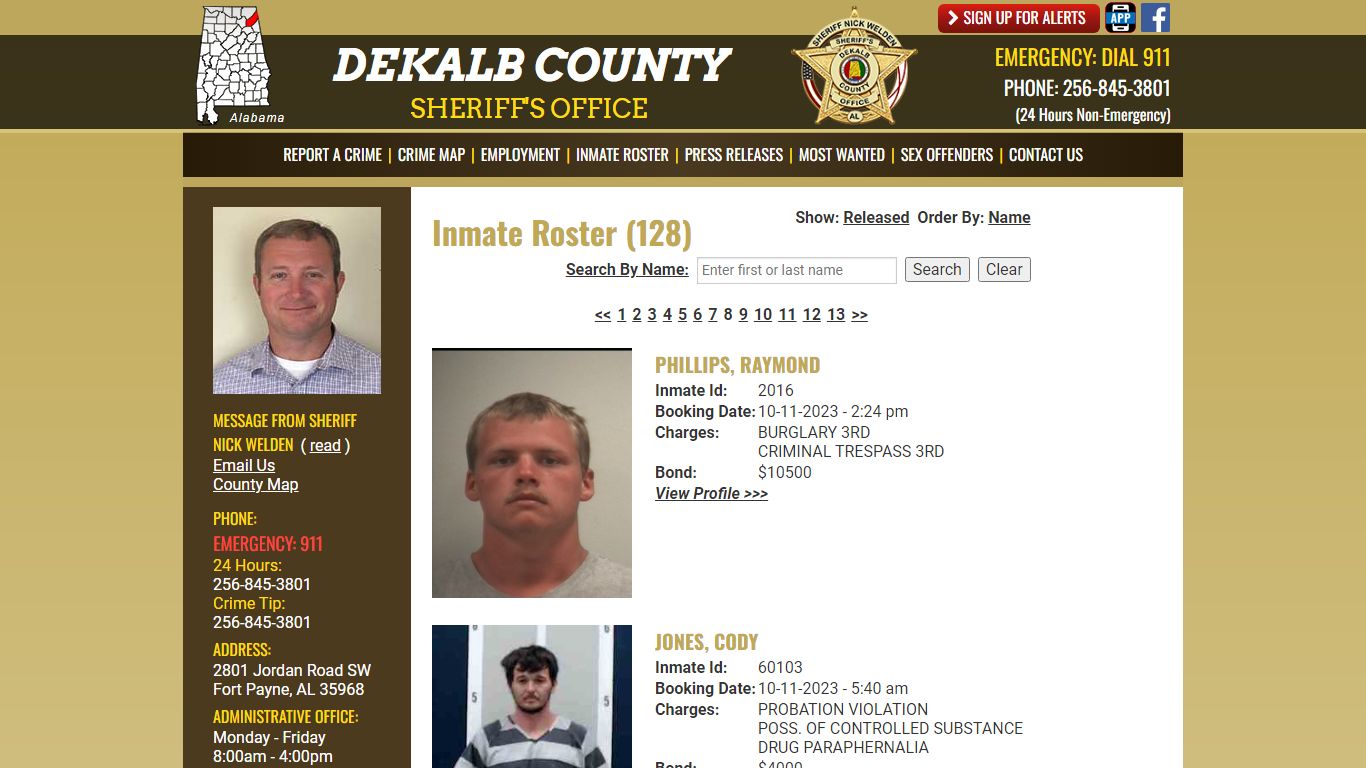 Inmate Roster (148) - DeKalb County Sheriff's Office - Fort Payne, Alabama